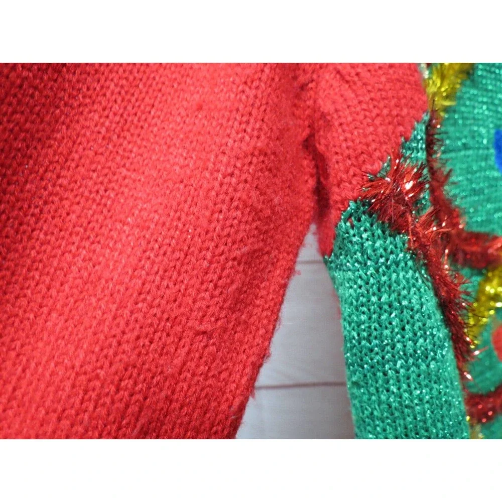 Merry & Bright Women's Size L Large Ugly Christmas Sweater Llama Tinsel Bells
